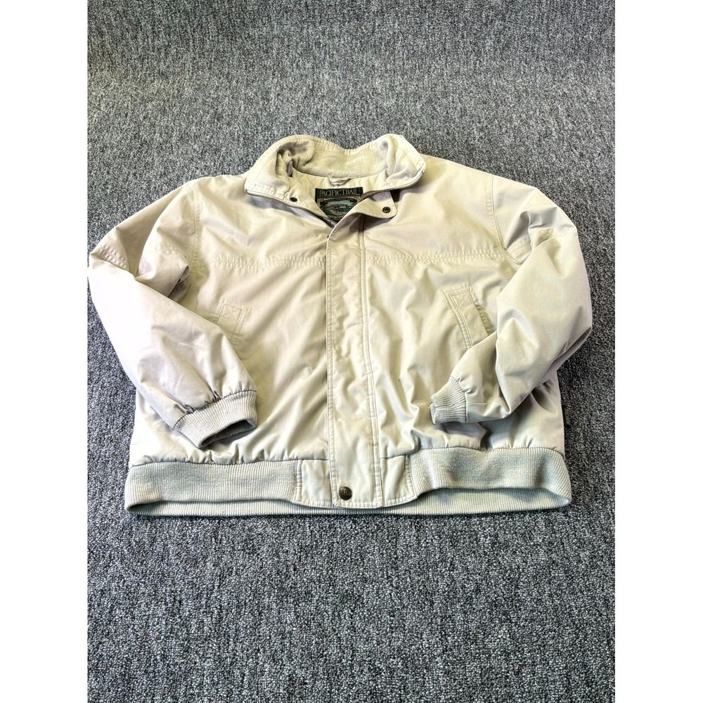 VTG Pacific Trail Flight/Bomber Jacket Mens L Khaki Full Zip Plaid Lined Outdoor